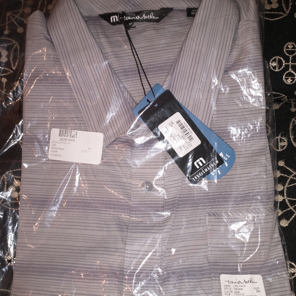 Travis Mathew Polo button down shirt Grey 2xl New